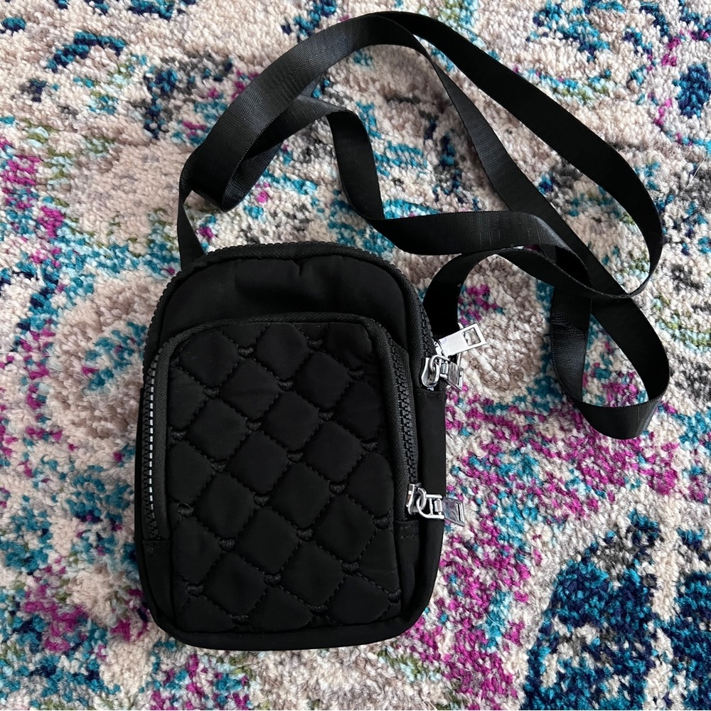Quilted mini crossbody bag in black